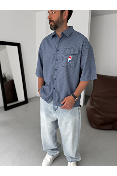 BYBASICMAN Blue Plaid Pocket Detailed Shirt Bs-002