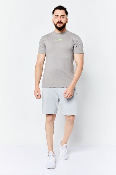 Puma Puma x Pleasures Men Sportswear Fit Short Sleeve Outdoor T-Shirt, Light Grey