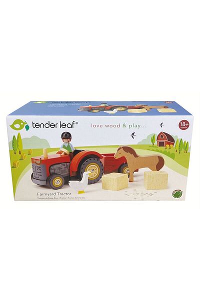 Tender Tractor cu remorca din lemn Tender Leaf Toys