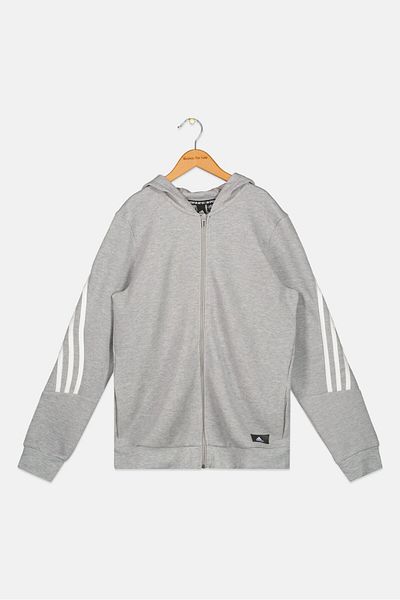 adidas Kids Boy Long Sleeve Full Zipper Training Hoodies, Grey