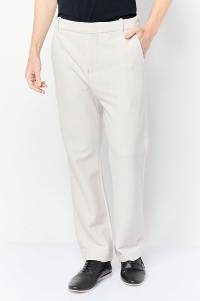 Esprit Men Regular Fit Stripe Straight Pants, Light Beige