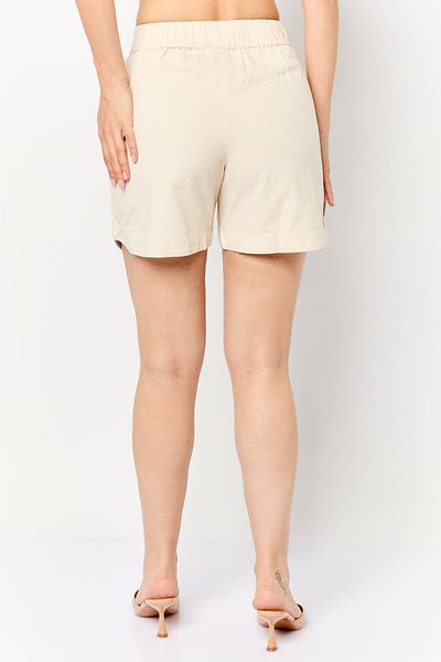 Selected Femme Women Solid Basic Shorts, Beige