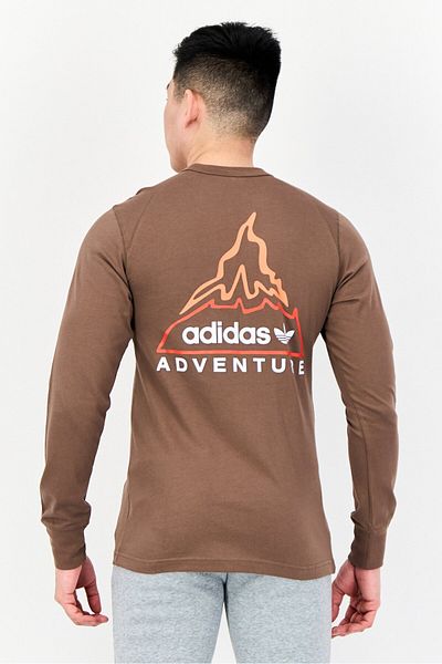 adidas Men Sportswear Fit Long Sleeve Outdoor T-shirt, Dark Taupe