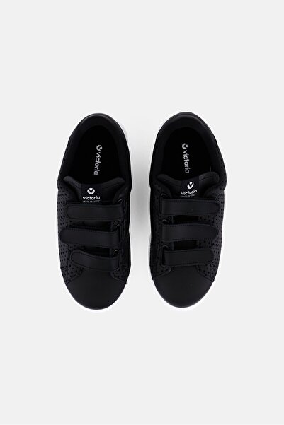 Victoria Women Eyelet Velcro Closure Tennis Shoes, Black
