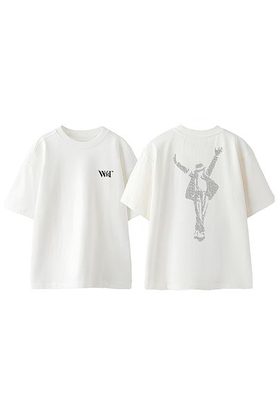 THEWERT Tricou oversize alb din bumbac cu imprimeu pe spate Michael Jackson