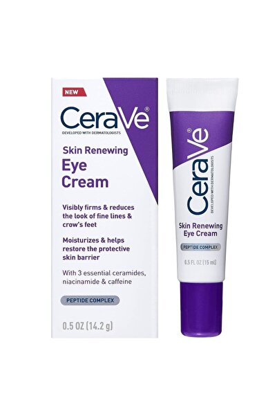 CeraVe كريم للعين للتجاعيد، كريم تحت العين، خالي من الكافيين والببتيدات، تم اختباره من قبل أطباء العيون