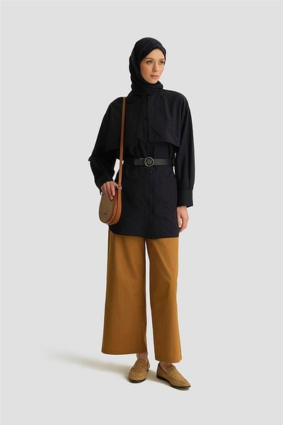 Armine Πουκάμισο Poplin με λεπτομέρεια κάπας 25yh3442 Navy Blue