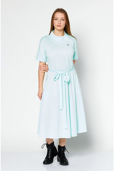 Lacoste Women Embroidered Logo Midi Dress, Light Turquoise
