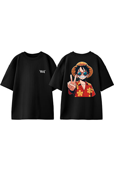 THEWERT Monkey D Luffy Crtani Dizajn Rukavac Štampano Pamuk Crna Oversize kro...