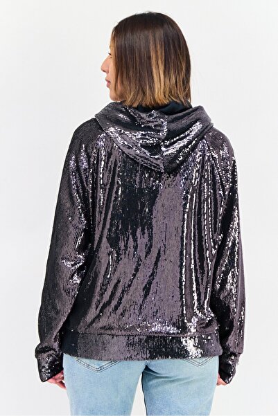 Esprit Women Sequins Long Sleeve Hoodie, Black