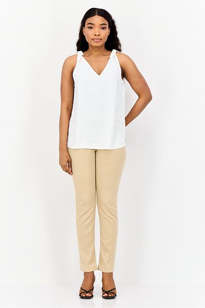DOROTHY PERKINS Women V-neck Solid Tank Top, White