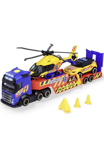Dickie Set Transportor Volvo pentru vechicule de salvare Dickie Toys - 3 vehicule