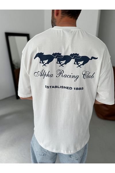 BYBASICMAN White Alpha Racing Oversize T-Shirt Pm-017