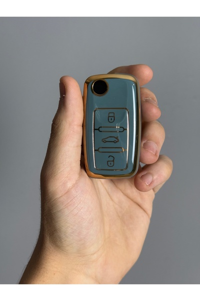 Luxe Aksesuarr فولكس واجن بولو- جولف- جيتا- كادي UDS حماية مفتاح التحكم سيليكون نانو حافظة رمادية اللون