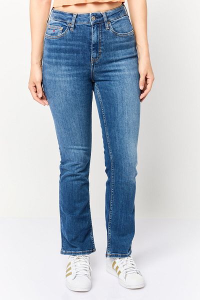 Esprit Women Regular Fit Washed Straight Leg Jeans, Blue