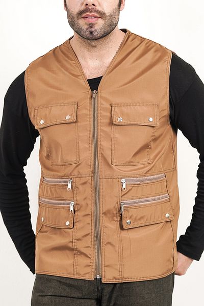 Reform Vest"Summer Multi-Pocket Bondik Fabric Double Zipper Pocket
