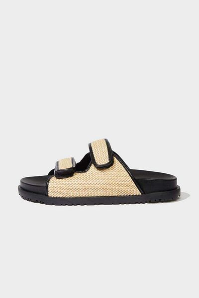 DeFacto New Season Women's Flat Sole Double Banded Straw Slippers
