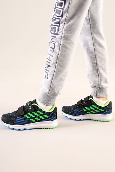 AYN-Shoes Pantofi sport de zi cu zi cu talpă anatomică neagră-verde pentru copii