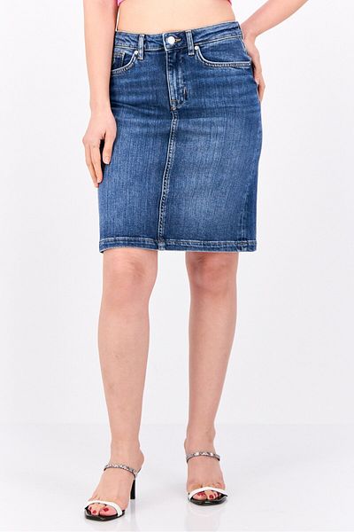 Gant Women Washed Denim Mini Skirt, Blue