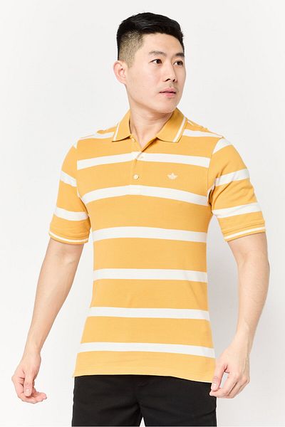 Dockers Men Slim Fit Stripe Short Sleeves Polo Shirt, Orange