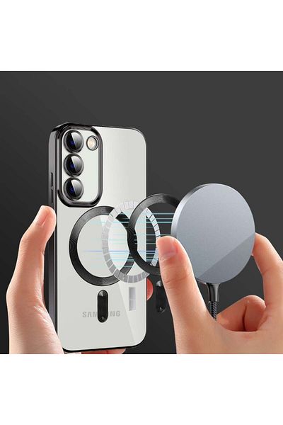 SKYDDAR INNOVATION Husa Samsung Galaxy S24 Fe, Luxury Shield Magsafe, Protectie Antisoc, Auriu, set cu sticker