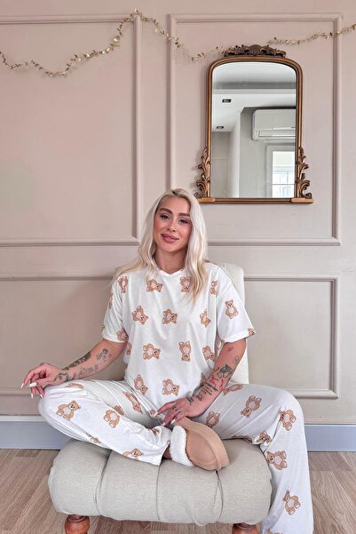 Pijamaevi Dámské pyžamo s krátkým rukávem Doux Bear Patterned Bamboo