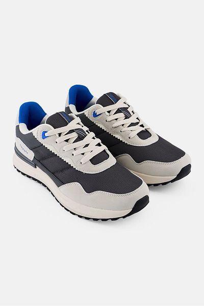 Algspar Men Brand Logo Lace Up Shoes, Grey