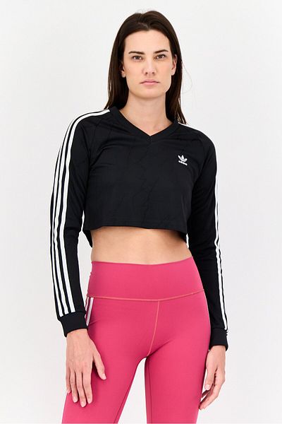 adidas Women Sportswear Fit Long Sleeves Training Cropped Top, Black