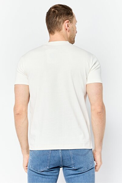 Esprit Men Crew Neck Short Sleeves Brand Logo T-Shirt, Off White
