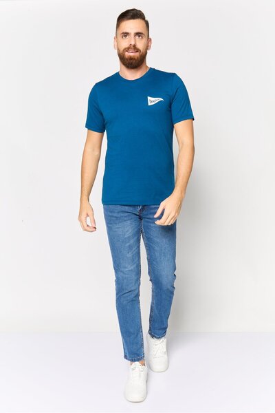 Dockers Men Round Neck Short Sleeves Brand Logo T-Shirt, Blue