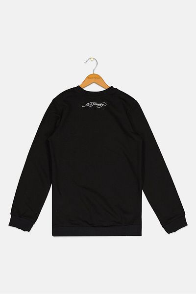 Ed Hardy Kids Boy Embroidered Long Sleeve Sweatshirt, Black