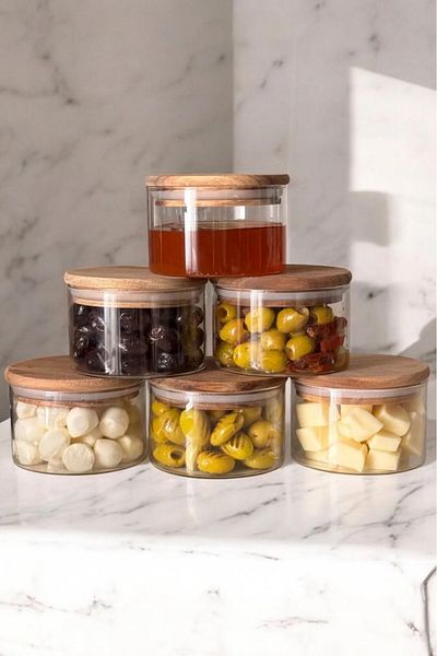 Noah Exclusive 6-Piece Borosilicate Glass Breakfast Set - Bamboo Cover with Leakproof Silicone - 90 X 70 mm (X6)