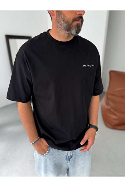 BYBASICMAN Μαύρο μπλουζάκι Alpha Racing oversized PM-017