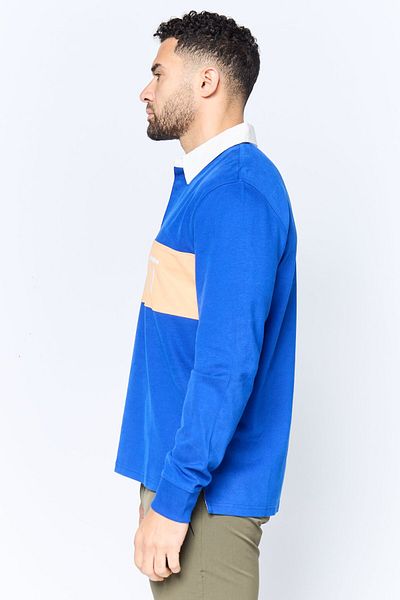 Esprit Men Regular Fit Embroidered Logo Long Sleeves Polo Shirt, Blue