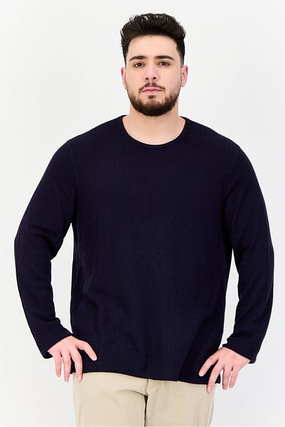 ATM Anthony Thomas Melillo Men Long Sleeve Textured Sweater, Navy