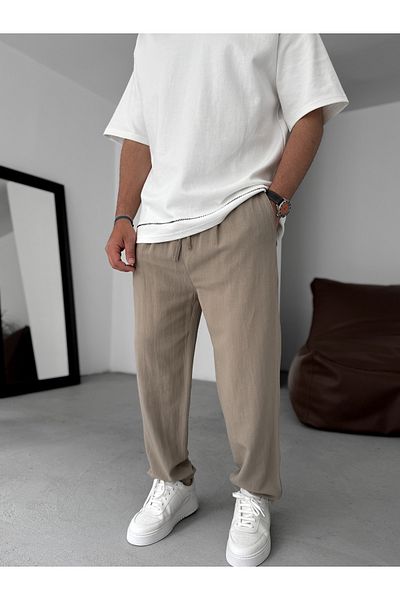 BYBASICMAN Light Brown Thin Regular Cotton Pants Yp-5022