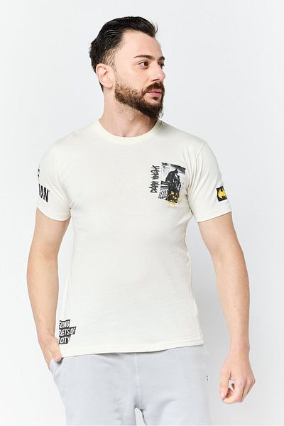 Batman Dc Men Crew Neck Short Sleeve Graphic Print T-shirt, Off White