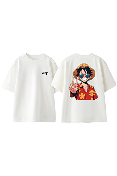 THEWERT Monkey D Luffy Crtani Dizajn Ruksak Štampano Pamuk Beli Oversize kroj...