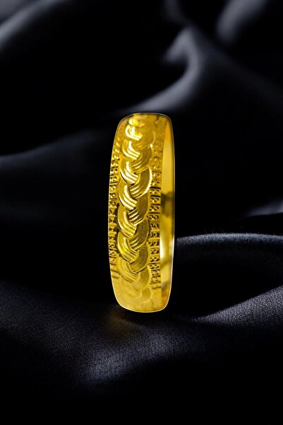 BEYZA DERELİ TAKI AKSESUAR 22 Ayar Fiziki Altın Kaplama 1,5 Cm Bilezik