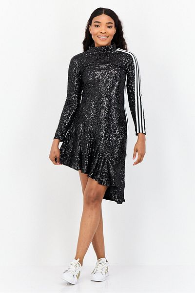 adidas Women Metallic Mini Dress, Black