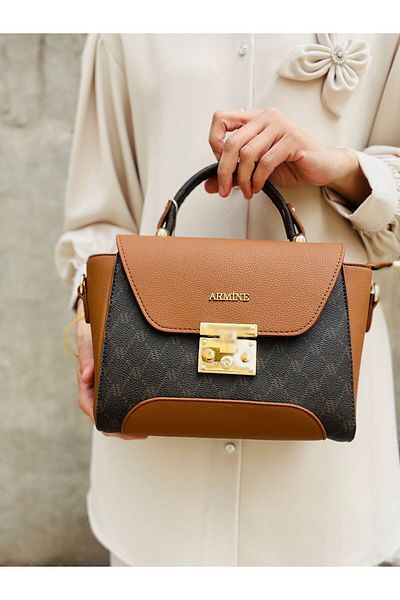 Armine 378 Women's Bag Gold Accessories 2 Compartment Cover Handle and Handbag