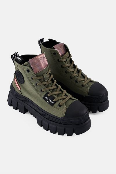 Palladium Women Revolt Hi Tx Lace Up Ankle Boots, Olive