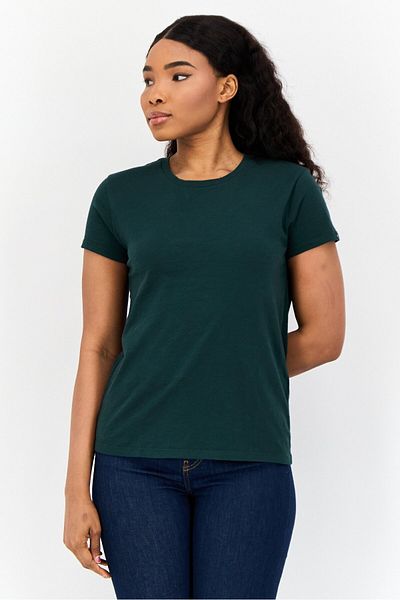 Dockers Women Crew Neck Short Sleeve Plain T-shirt, Green