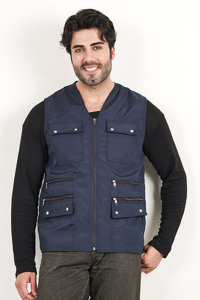 Reform Vest"Summer Multi-Pocket Bondik Fabric Double Zipper Pocket