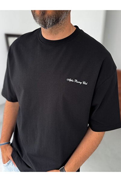 BYBASICMAN Μαύρο μπλουζάκι Alpha Racing oversized PM-017