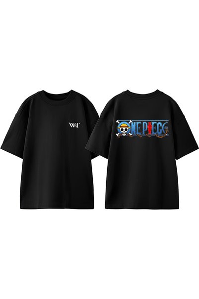 THEWERT Dizajn amblema One Piece Natrag Štampano Pamuk Crna Oversize kroj T-s...