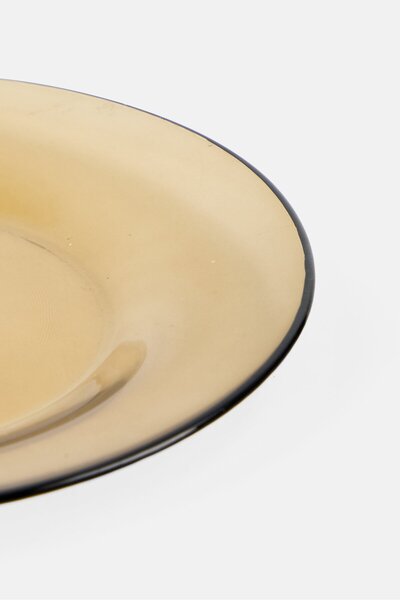 Muy Mucho Glass Dessert Plate, Khaki