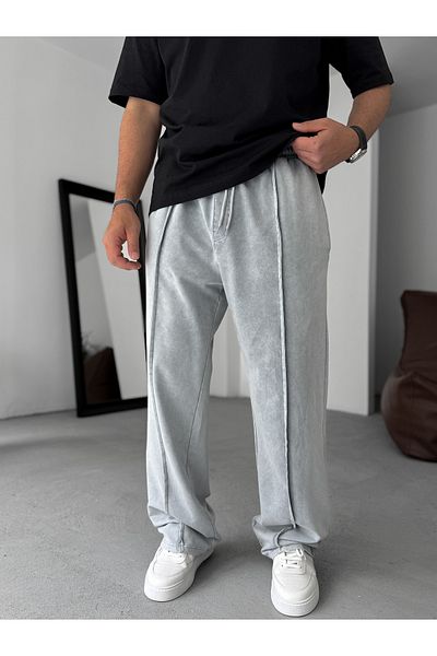 BYBASICMAN Light Gray Stitched Washed Baggy Tracksuit Pm-073