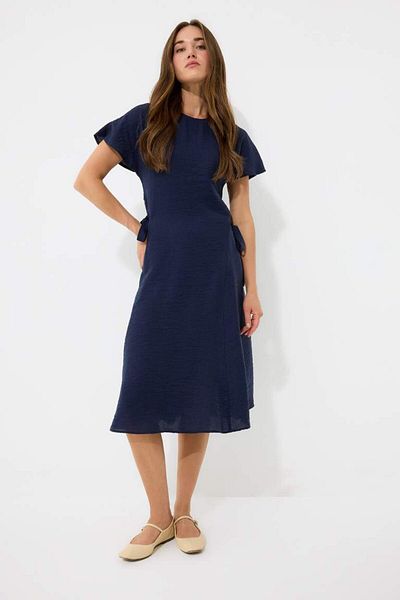 DeFacto Νέα σεζόν Crew Neck Bat Sleeve Basic Solid Midi φόρεμα