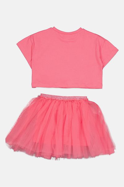 Miss Toddlers Girl Short Sleeves Sequin Top And Skort Set, Pink